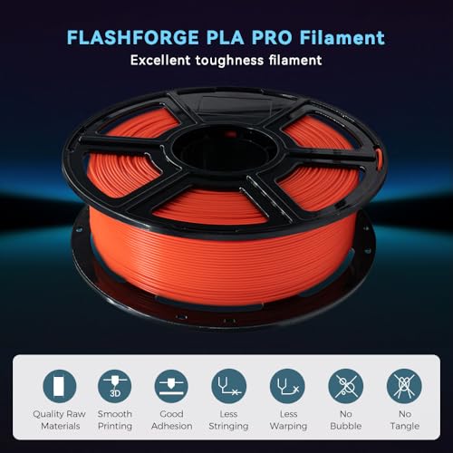 Image of FLASHFORGE 3D Printer Filament, PLA PRO Filament 1.75mm, 1KG Spool (2.2lbs), Dimensional Accuracy + /- 0.02mm for FDM 3D Printers, Better Tenacity & No Knotting (Tangerine)