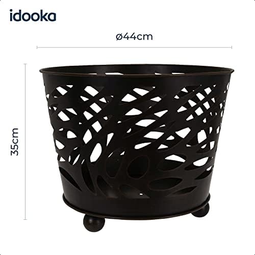 idooka Round Indoor Log Storage - Raised Metal Casual Design Log Holders for Fireplace Diameter 45cm, Height 35.5cm, Weight 1.5kg - Log Storage Indoor/Log Storage Outdoor - Fireplace Accessories