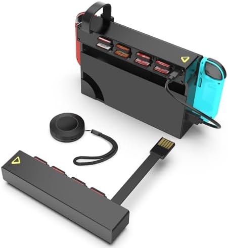 SCRUAK 8-in-1 Game Card Reader for Nintendo Switch/Switch OLED Console and Dock, Mutilple Switch Games Reader, Card Storage Holder Accessories (4 Slots for Switching Games + 4 Slots for Storage)