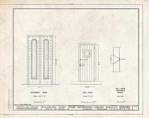 Historic Pictoric : Blueprint HABS PA,51-Phila,672A- (Sheet 7 of 7) - Philadelphia County Prison, Debtors' Wing, Reed Street & Passyunk Avenue, Philadelphia, Philadelphia County, PA 14in x 11in