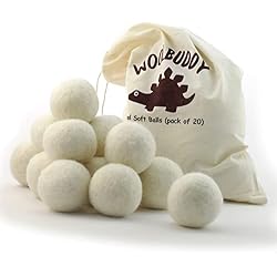 Woolbuddy Wool Felt Balls 20 PCS, Single Size 2.7 Inch, for Needle Felting | 100% Pure Wool Felt Balls 20PCS / 12PCS for Needle Felting & Christmas Holiday Ornaments, Core Wool Balls with Drawstring Bag