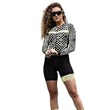 Generic Perfect for Triathlons: Women's Long Sleeve Triathlon Skinsuit with Padded Butt for Cycling and Running, XS-3XL (2,L), Large