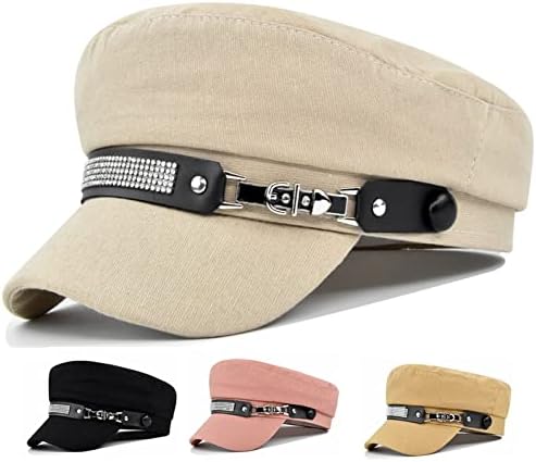 QIAOPING Newsboy Hats for Women's, Cotton Octagonal Cap Winter Retro Berets Solid Color Fashion All Match Flat Cap,Beige