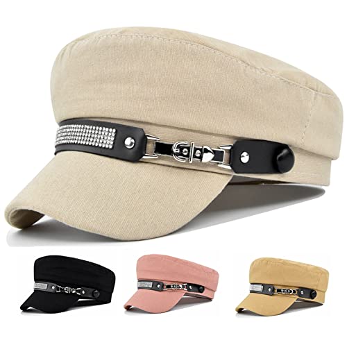Qiaoping Newsboy Hats For Women's, Cotton Octagonal Cap Winter Retro Berets Solid Color Fashion All Match Flat Cap,Beige #TOP30