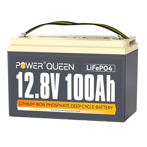 Power Queen 12V 100Ah LiFePO4 Lithium Batterie, 100A BMS, Max.4P4S 20.48kWh 12V LifePO4 System, Max.15000 Tiefe Zyklen, Perfekter Ersatz Blei-Säure-Batterie für Wohnmobile, Caravans, Marine