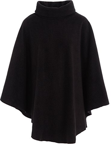 Kentex Online Womens Fleece poncho with cowl neck anti pill polyester fleece warm and cosy dimensions width 58" length 29" (ONE SIZE, BLACK V)