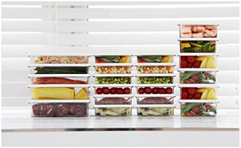 Kitchen Refrigerator Organizer, Fridge and Freezer Storage, Food Containers with Lids M1(12P)+M2(6P)+L1(3P)+L2(2P) Total 23P Extended Set F
