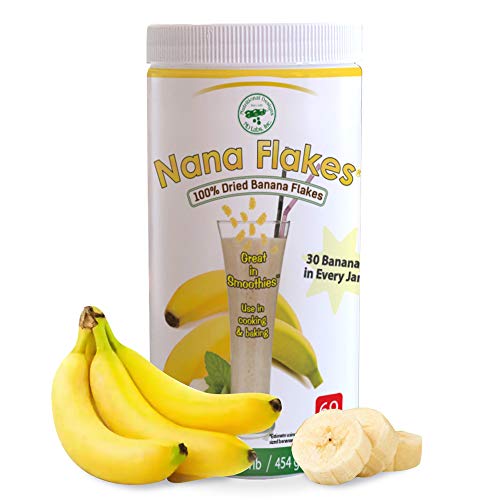 Nana Flakes 100% Pure Banana Flakes Medical Food Powder - Decrease Fat Intake & Natural Remedy for Diarrhea & Heart Burn - Great Source of Protein & Fiber (One Pound Jar)