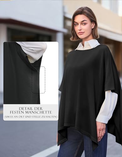 PULI Damen Pullover Poncho Elegant Viskose Strick Locker sitzend Poncho Schal