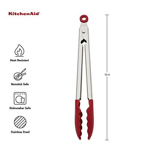 KitchenAid Silicone Stainless Steel Tongs, 12 Inch, Red by KitchenAid - Image 5