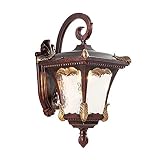 Lámpara de pared retro victoriana rojo-marrón Tradicional impermeable al aire libre E27 Edison Aplique de pared Linternas Aluminio Luces de pared a prueba de lluvia Jardín Comunidad Villa Luz de paisa