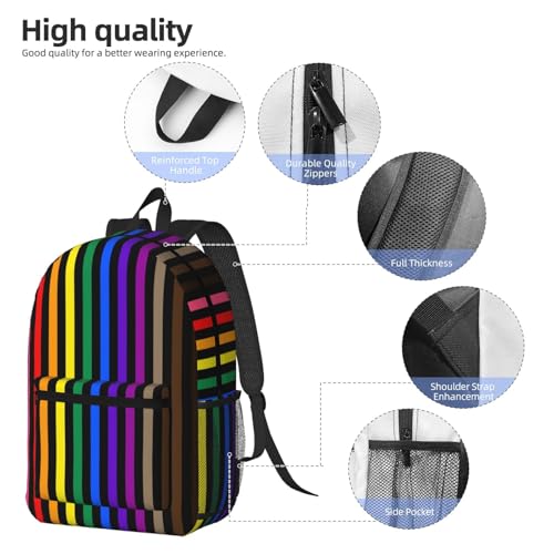 Colorful stripes Fashionable Daypack 17 Inches Zippers Backpack Double Shoulder Bag for Women Men3