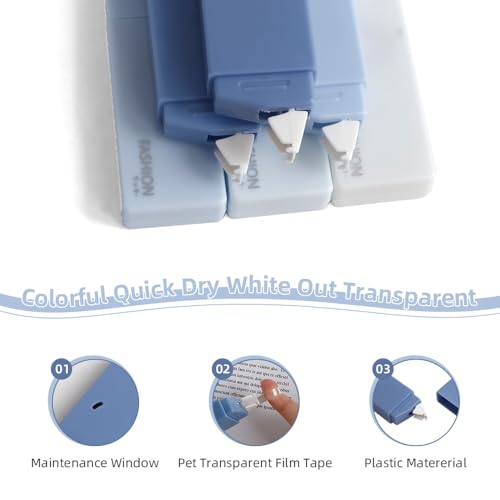 DIYJEP 12 Stück Korrekturroller, White Out Korrekturband, Mini Farbenfrohe Schnell Trocknende Korrekturroller, Ästhetischer Korrekturmaus für Studenten Büro Zuhause Schule (Farbverlauf Blau Rot)
