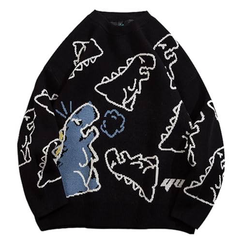 Yimoon Men Sweaters Oversized Graphic Casual Cable Knitted Jumper