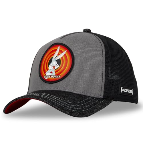 Capslab Bugs Bunny Looney Tunes Denim Grau Schwarz Verstellbare Truckercap - One-Size