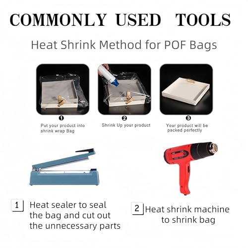 WACCOMT Pack 100 Stück Klare Schrumpffolie Taschen mit Aufhängeloch POF Heißsiegel Schrumpffolie Taschen zum Verpacken von Telefonzubehör Elektronischen Bauteilen Kosmetika (11x22cm (4.3x8.6 inch))