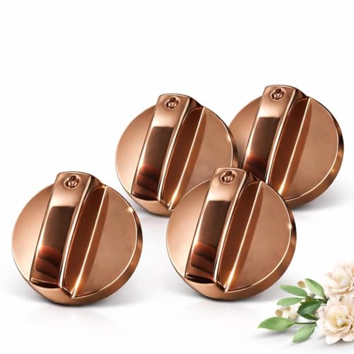 Image of Everflame Shine & Stylish Metallic Knob | Kitchen Gas Stove | LPG & PNG Gas | Compatible 8mm Spindle Gas | Kitchen Tool | Heavy-Duty Metal Knob (Rose Gold, Pack of 4)