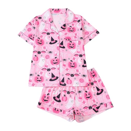 Halloween Pajama Set,Womens Fall Matching Halloween Pajamas Pjs Women Apparel Costumes 2025 Shirts and Shorts Pajama Pj Pjs Set Matching Sets Outfits Disfraz De Para Mujeres for Couples Adults