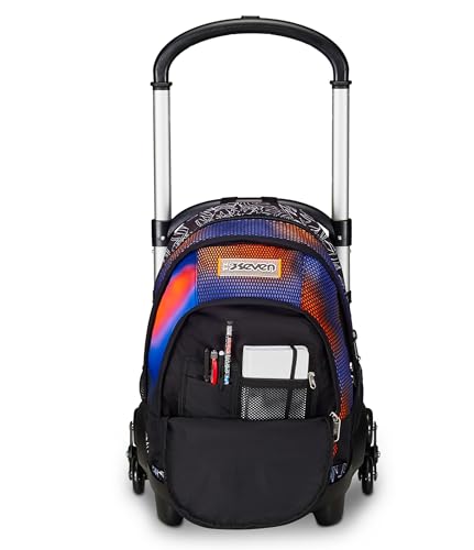 Seven Trolley Scuola Flex 3 Ruote, Blu, Shadefull Boy, 3 In 1, Triplo Uso, Zaino Con Carrello Sganciabile, Tasca Porta Borraccia E Crossover System, Zaino Scuola Viaggio, Bambino Ragazzo - 6