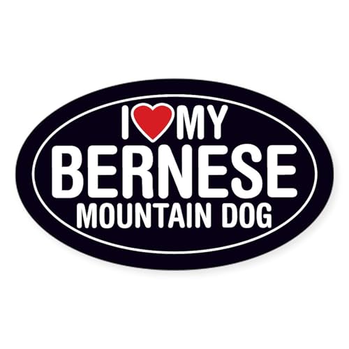 CafePress I Love My Bernese Mountain Dog Sticker/Decal(Oval) Oval Car Bumper Sticker