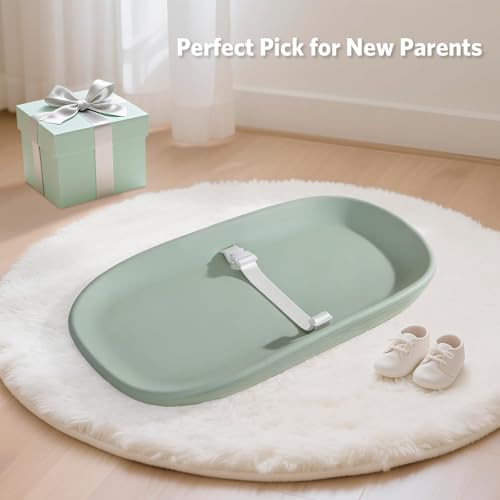 Baby Changing Pad Waterproof in EVA Foam, Baby Changing Mat Wipeable Baby Changing Table Pad, Adjustable Safety Belt & Non-Slip Base, for Diaper Changes & Massage, Fits Dresser/Changing Table - Sage by Amrcbb - Image 7