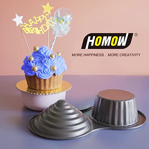 Homow 3D Giant Cupcake Pan, Non-Stick Carbon Steel Jumbo Cupcake Pans, Large Cupcake Mold Ns8-001 (15.35" X 8.07" X 3.23") #TOP4
