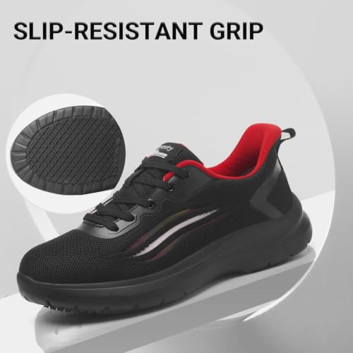 Image of Treesky Non Slip Work Shoes for Women, Restaurant & Kitchen Sneakers | Slip resistant soles, lightweight cushioning, breathable knit, removable insole, for nursing, food service & long shifts
