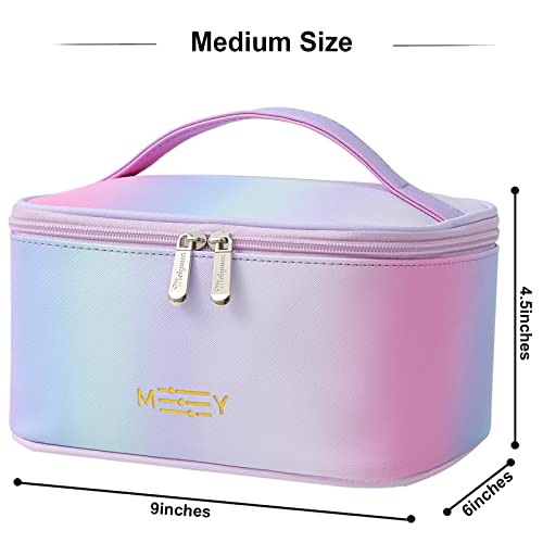 KITENROM Makeup Bag Preppy Cosmetic Bag Small for Women Toiletry Bags Pouch Organizer Rainbow Gradient Pink3