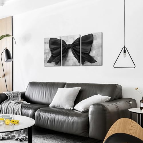 HOMEOART Large Bow Decor Painting Bow Picture Prints, 24x48inch Bathroom Decor Bedroom Wall Decor Framed (Black) by HOMEOART - Used condition - Image 3
