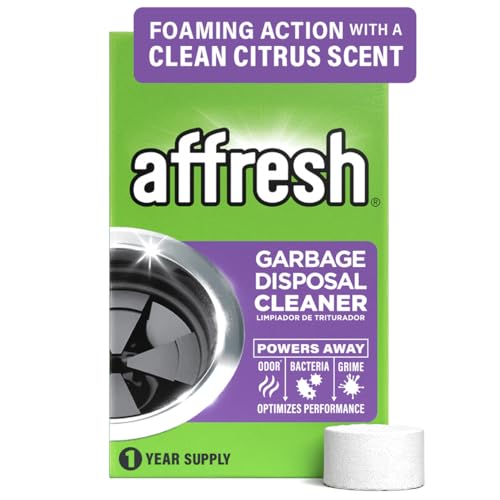 Affresh Garbage Disposal Cleaner, Helps Power Away Odor Causing Bacteria, Debris & Grime in Grind Chamber, Impeller & Drain Pipe, 12 Tablets, 1 Year Supply by Affresh - Used condition - US$13.19