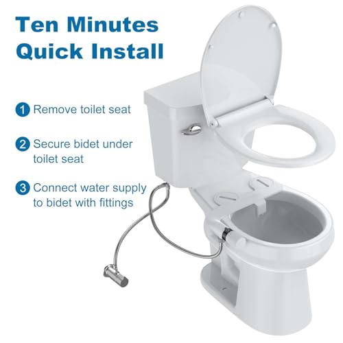 Ultra-Thin Matte Black Bidet Attachment for Toilet | Dual-Nozzle Rear & Feminine Wash | Non-Electric Self-Cleaning with Adjustable Pressure | Quick & Easy Installation by JoanKaren - Image 5