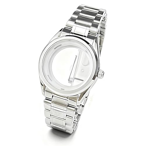 Boîtier montre NH35 GS en acier et verre saphir plat avec boucle coulissante haut de gamme