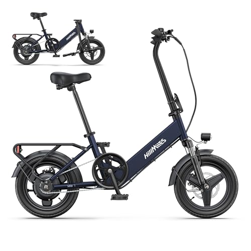 Miniatura 2 de Bicicleta Eléctrica Hillmiles Mile 1, Batería 36v 10.4ah, Neumático 14 2.0 , Velocidad 25km H Y Autonomía 40-65km Bicicleta Eléctrica Para Desplazamientos Urbanos, Ip65 Impermeable Azul.