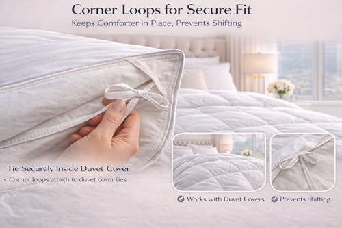 Continental Bedding Serenity Hungarian White Goose Down Comforter 700 Fill Power Summer Weight Baffle Box Construction 100% Cotton Shell Made in USA Queen Size 86 x 86 Inches by Continental Bedding - Image 4