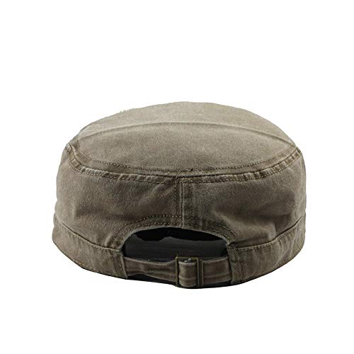 SBYMX Casquettes Militaires en Coton lavé Casquettes de l'armée de Cadet Design Unique Vintage Capuchon Plat - Casquette Militaire extérieure Respirante pour Hommes et Femmes Kaki – vue 3