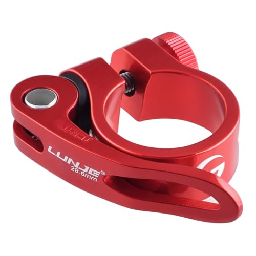 TRIWONDER Bike Seat Post Clamp 28.6mm, 31.8mm, 34.9mm Quick Release Seatpost Tube Clamp for MTB Road Casual Bike (Red, 31.8mm)