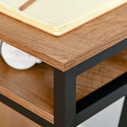 HOMCOM Writing Desk Computer Table Home Office PC Laptop Workstation Drawer Storage Shelf, Brown and Black