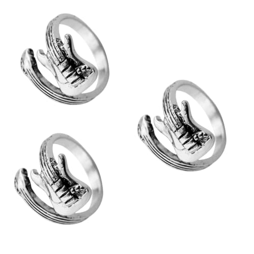 WHZHDMA Creative Mens Gothic for Men Prop Minimalist Sterling Silver Halloween Punk Knuckle Joint Guitar Ring Retro Finger Rings