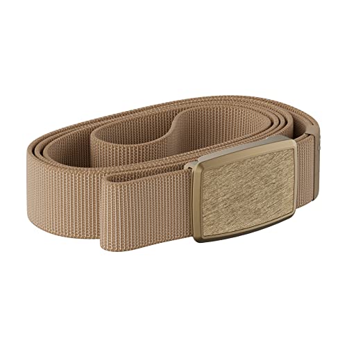 Groove Life Groove Belt Low Profile Gold/Taupe - Men's And Women's Stretch Nylon Belt With Magnetic Aluminum Buckle, Lifetime Coverage - Medium (33-36") #TOP6