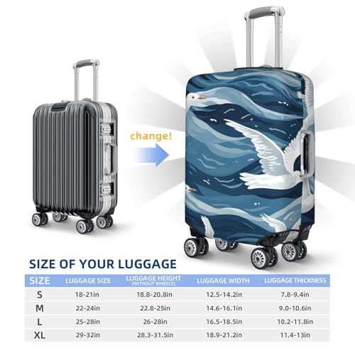 Funny Seagulls Travel Luggage Cover for Suitcase Anti-Scratch Fashion Suitcase Protector Washable Elastic Baggage Covers Fits 22-24 Inch Luggage for Travel Beach Holiday3