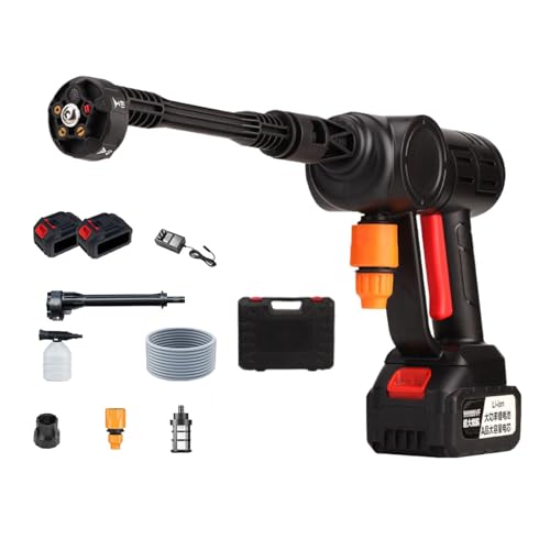 Hidrolimpiadora de Alta Presion Inalámbrica, 435 PSI Pistola de Agua a Presión Portati, Boquilla 6 en 1, Manguera de 10M, Pulverizador de Espuma, 21V Lavadora a Presión Sin Cable con 2 x Baterías