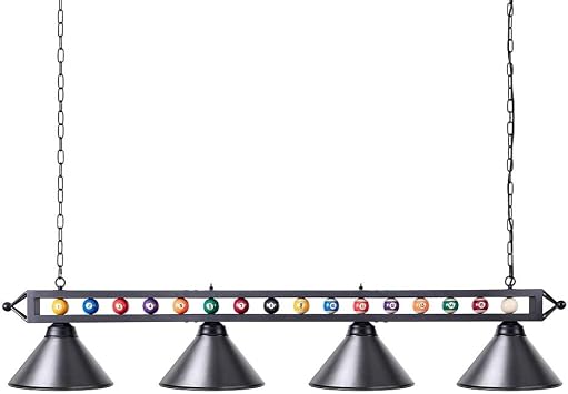 Wellmet 4 Lights Pool Table Light, 70inch Billiard Lighting Fixture with Lamp Shades for Pool Billiard Table, Industrial Hanging Pendant Light Chandelier for Game Room, Kitchen, Dining Room