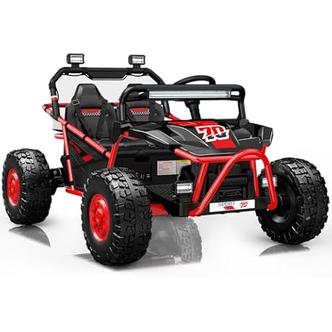 First Ride On 36V Kids Ride On UTV, 2-Seater 400W Electric Car for Kids 6+, 5-8 MPH Speed, 14" EVA Wheels, Metal Frame, Bluetooth Music, Rear Metal Suspension Off-Road Vehicle (Red) Cover