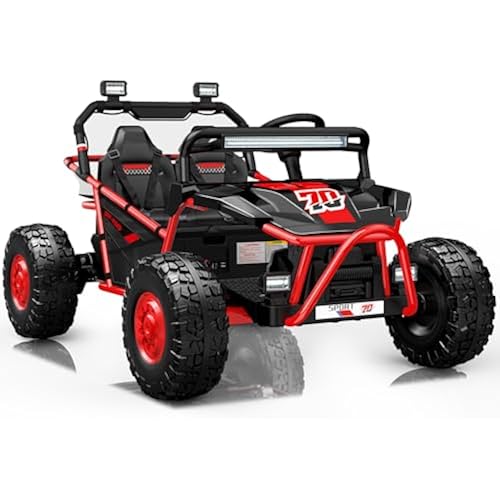 First Ride On 36V Kids Ride On UTV, 2-Seater 400W Electric Car for Kids 6+, 5-8 MPH Speed, 14" EVA Wheels, Metal Frame, Bluetooth Music, Rear Metal Suspension Off-Road Vehicle (Red)