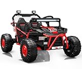 First Ride On 36V Kids Ride On UTV, 2-Seater 400W Electric Car for Kids 6+, 5-8 MPH Speed, 14' EVA Wheels, Metal Frame, Bluetooth Music, Rear Metal Suspension Off-Road Vehicle (Red)