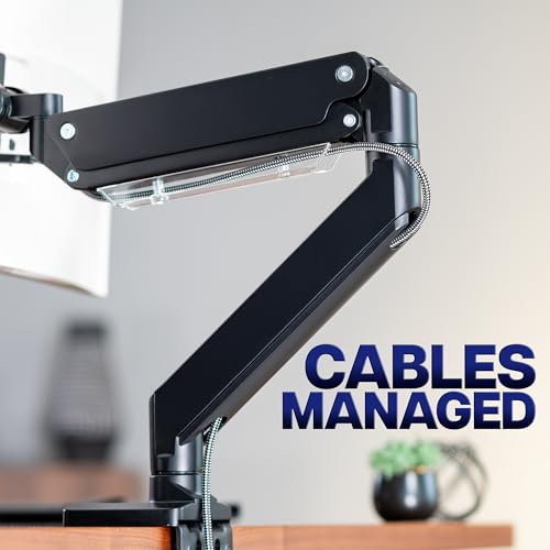 VIVO Premium Aluminum Monitor Arm for Ultrawide Screens up to 49 inches and 33 lbs, Heavy Duty Single Desk Mount, Pneumatic Height, Max VESA 100x100, Black, STAND-V101G1 by VIVO - Image 9