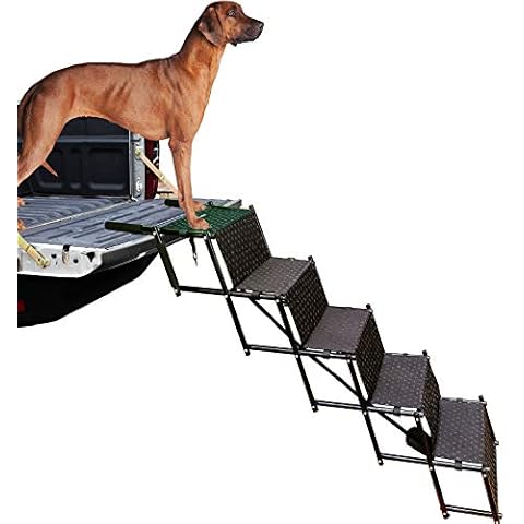 by Unbranded Upgraded Dog Stairs, Metal Frame Foldable Large Dog Step, Lightweight Portable Pet Ladder Ramp for Cars, SUVs and High Bed, 5 Steps Cover