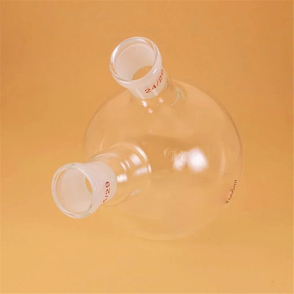 Laborausstattung und -bedarf 1 Stück Labor-Reaktionskolben aus Borosilikatglas mit rundem Boden und zwei Öffnungen, 100–2000 ml