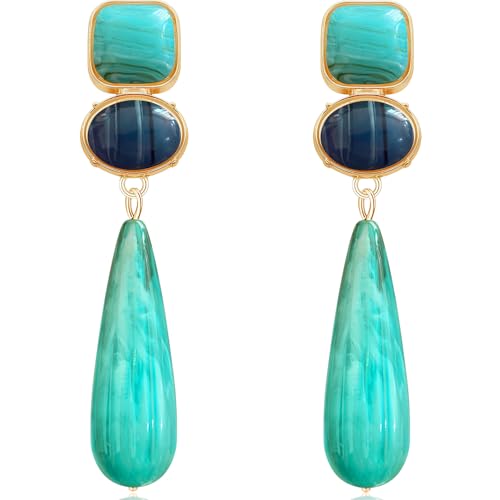 GPASTG Handmade Sparkly Crystal Large Resin Teardrop Square Dangle Drop
