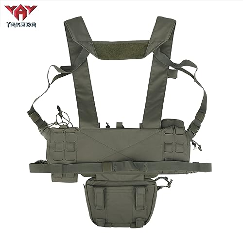 YAKEDA Tactical Chest Mini Rig Vest with Magazine Pouch Adjustable Detachable Laser-cutting Molle Modular Chest Vest (Black2.0) - Thumbnail 2